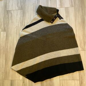 Tabitha from Anthropologie Wool Blend Earth-tone Asymmetric Turtleneck Poncho, S